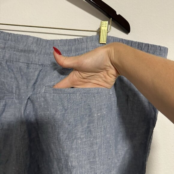 Athleta Cabo Linen Wide Leg Pants Women Size 26 Blue Vacation Lagenlook - Picture 6 of 9